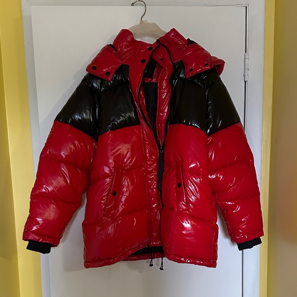 River Island Red and Black Puffer Jacket